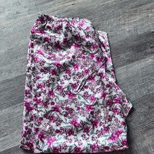 Adonna White and Pink Floral Pajama Pants